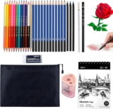 Kingmyth Drawing Pencils, Art Supplies with Sketch, Oil Colored, Charcoal and 7 in 1 Rainbow Pencils for Drawing and Sketching,Sketch Book and Zipper Bag for Artists or Beginners