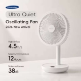 Kinscoter KC-F17 Rechargeable Automatic Oscillating Desktop Fan ( 120 Degrees oscillation / 4000mAh / USB-C ) w/codeKINSCOTER Brand Store