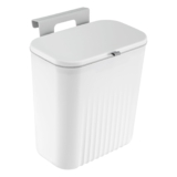 Kitchen Bin 9L Food Waste Bin Can Hanging Trash Bins for Kitchen Waste Caddy with Cover for Kitchen Bathroom Bedroom (White)