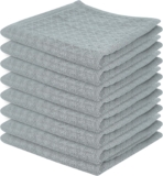 Kitchen Cloths 100% Cotton, Grey Waffle Dish Cloths for Washing Up, Soft Lint Free Cotton Cleaning Cloths, Pack of 8, 30 x 30 cm