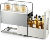 Kitchen Countertop Spice Rack Organizer Pull-Out Seasoning Shelf for Oil, Salt & Vinegar Compact Corner Storage for Coffee Station & Worktop Organisation