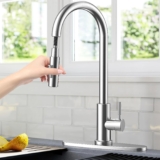Kitchen Tap with Pull-Out Spray, Stainless Steel Kitchen Sink Mixer Tap with Removable Base, 360 Swivel, 2 Water Modes (Silver)