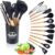 Kitchen Utensils Set 12PCS, Silicone Cooking Utensils Set with Wooden Handle Non-Stick Cooking Spoons Utensil Sets Silicone Kitchen Utensil Set Heat Resistant Kitchen Tools Heat Resistant Set