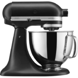 KitchenAid Artisan 5KSM125BBM Tilt-Head Stand Mixer, Matte Black – 4.7L Capacity with Whisk, Paddle, and Dough Hook – Prime Exclusive