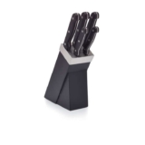 KitchenCraft Kitchen Knife Set with Block, 5 Piece Stainless Steel Cutting Set, Black