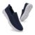 Konhill Mens Slip-on Trainers, Breathable Mesh Walking Shoes, Navy 6.5