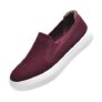 Konhill Womens Slip-on Loafers Knit Mesh Breathable Burgundy 36