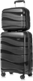 Kono Suitcase Set of 2, Lightweight Cabin Suitcase with Small Travel Case, Hard Shell PP Carry On Luggage for Short Trips, TSA Lock, Spinner Wheels & YKK Zips, Black