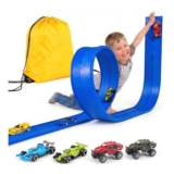 Kosmoflux Flexible Car Track, 4 Die-Cast Cars, Storage Bag