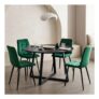 Kyvon round Dining Table Set with 4 Green Velvet Chairs