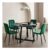 Kyvon round Dining Table Set with 4 Green Velvet Chairs