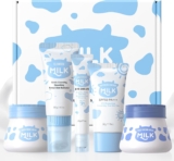 LAIKOU Milk Skincare Set, Beauty Facial Kit for Hydrating & Smoothing 5Pcs Christmas Birthday Pamper Gift with Cleanser, Day & Night Cream, Eye Cream, Sunscreen for Teenage Girls Women Mom Daughter