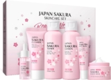 LAIKOU Sakura Skincare Set for All Skin Types, 6Pcs Travel-Friendly Sizes Beauty Daily Facial Routine, Cleanser, Toner, Lotion, Serum, Eye Cream, Face Cream, Pamper Gift for Women Teenage Girls