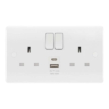 LAP 13A 2-Gang SP Switched Socket 2.4A 12W 2-Outlet Type A & C USB Charger White (free click and collect)