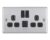 LAP 13A 2-Gang SP Switched Socket 2.4A 12W 2-Outlet Type A USB Charger Brushed Steel with Black Insert