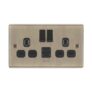 LAP 13A 2-Gang Switched Socket with USB Charger, Antique Brass