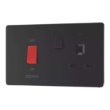 LAP 45A 2-GANG 2-POLE COOKER SWITCH & 13A DP SWITCHED SOCKET MATT BLACK WITH LED WITH BLACK INSERTS – Free C&C