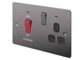 LAP 45A 2-Gang DP Cooker Switch & 13A DP Switched Socket Black Nickel with LED with Black Inserts (64988) (Free C&C)