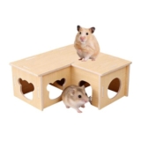 LEBKFT Wooden Hamster Hideout with Lid, Multi-Chamber Shelter