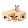 LEBKFT Wooden Hamster Hideout with Lid, Multi-Chamber Shelter
