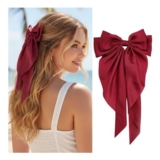 LECTNORE Red Hair Bow Clip, Large Bowknot with Satin Ribbon
