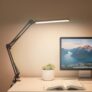 LED Desk Lamp with Clamp, 12W Desk Light for Home Office, 3 Color Temperature Modes (3200K/4200K/5800K), 10-Level Dimmable Study Lamp, Eye-Caring, Flexible Swing Arm, USB Powered (Black)