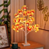 LED White Birch Tree Lights with Simulated Night-Blooming Jasmine Decorative Lamps,LED Tree Lights Tree Lamps for Living Room Cute Night Light for House Christmas Decor,Battery and USB (Pink)