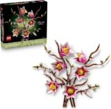 LEGO Botanicals Magnolia Branches – Artificial Flowers Set for Adults – 5 Faux Magnolias for Living Room or Bedroom Decor – DIY Gift Idea for Women – 11510