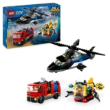 LEGO City 3in1 Helicopter, Fire Truck & Submarine Remix Toy with 3 Minifigures