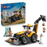 LEGO City Yellow Backhoe Loader – Construction Vehicle Toy – Tractor w/ 2 Minifigures, Working Front Bucket & Backhoe — 60480