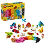 LEGO Classic Creative Colourful Bricks Set – Fine Motor Skills Toy – Build Animals, Dinosaur Figures and Vehicles incl. Plane & Car – 11045