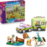 LEGO Friends Horse & Baby Foal Trailer – Horse Toy Playset w/Grooming Accessories, 4 Animal Figures, Car & 2 Mini Dolls – Birthday Gift Idea for 7 Year Old Girls – 42695