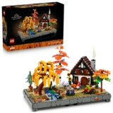LEGO Icons Autumn Cottage Garden – Miniature Building Set for Adults – Display Model Kit w/a House, 4 Trees, Animal Figures & Flowers 11372