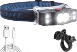 LETOUR LED Head Torch, Head Torch Super Bright 2 in 1 Bike Lights 1000lm 7 Modes Headlight with Red Warning Light IPX5 Waterproof for Running, Jogging, Fishing, Camping, Cycling, Hiking, Work