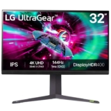 LG UltraGear 4K Gaming Monitor 32GR93U, 31.5 inch, 4K, 144Hz, 1ms GtG, IPS Display, HDR 10, NVIDIA G-Sync & AMD FreeSync