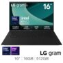 LG gram CopilotPC, WQXGA 2560 x 1600, Intel Core Ultra 7255H, 16GB RAM, 512GB SSD, 16 Inch Laptop, 16Z90T-G.AA75A11