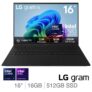 LG gram, Intel Core Ultra 7, 16GB RAM, 512GB SSD, 16 Inch Laptop, 16Z90TL-G.AU75A1 – 2 year warrnaty – Discount applied at checkout