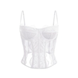 LILLUSORY Lace Corset Tops Mesh Bustier Crop White M