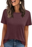 LILLUSORY T Shirts for Women UK Summer Short Sleeve Tops Oversized Basic Casual Tshirts Plus Size Capsule Wardrobe Clothing