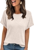 LILLUSORY Womens Tops Summer T Shirts Short Sleeve Jumpers UK Ladies Mature Clothes Basic Capsule Wardrobe Tshirts Fashion Crew Neck Boho Clothing