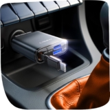 LISEN Retractable Car Charger USB C Ultra Mini 57W USB C Car Charger Fast Charge Cigarette Lighter USB Charger Car Accessories Gifts for Men Women, 12V Car USB Adapter for iPhone, Samsung, Pixel