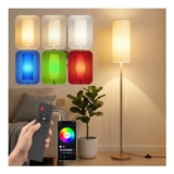 LNARVIV Smart Floor Lamp with 9W RGB Bulb Included, Oak