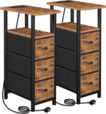 LOAKEKEL Narrow Bedside Table Set of 2, Slim Side Table for Bedroom