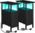 LOAKEKEL Slim Bedside Table Set of 2 with Charging Station, Narrow Side Table with LED Lights, Small Sofa Table with 2 Fabric Drawers, Nightstand for Small Spaces, Living Room, Black UHETNDP02LBK