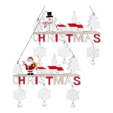 LOKIPA 2-Pack Wooden Christmas Signs with Bells