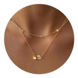 LOLIAS Stainless Steel Gold Initial Necklace for Women