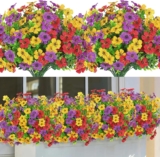 LOMOHOO 9 Bundles Artificial Flowers Outdoor UV Resistant Fake Flowers No Fade Faux Plants Garden Porch Window Box Decorating (Mixcolor)