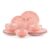 LOVECASA 12-Piece Reactive Dinner Set for 4, Pink, Dishwasher Safe