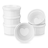 LOVECASA 8 Oz Ramekins for Creme Brulee, Porcelain White