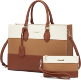 LOVEVOOK Laptop Bags for Women Work Handbags 15.6 Inch, PU Leather Ladies Tote Bag for Office School, Large Womens Shoulder Bag with Adjustable Straps & Clutch